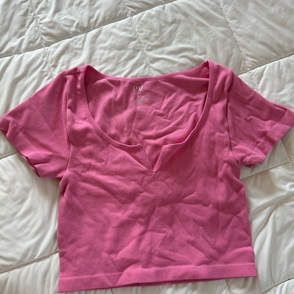 PacSun Women's Pink Ribbed Crop Top